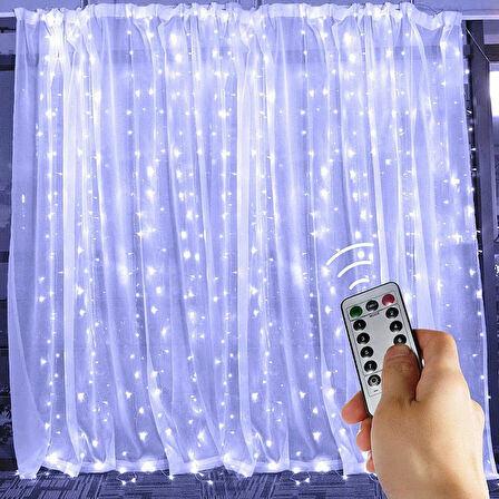 BEYAZ SALKIM LED IŞIK BEYAZ LED IŞIK USB +KUMANDALI BEYAZ İNCE PERİ LEDLİ 3X2.5 METRE YILBAŞI IŞIKLARI