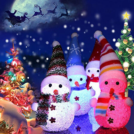 LED IŞIKLI KARDAN ADAM YILBAŞI AĞACI SÜSLERİ RENK DEĞİŞTİREN KARDAN ADAM LED LİGHT SNOWMAN RENKLİ PİLLİ LED IŞIKLI KARDAN ADAM