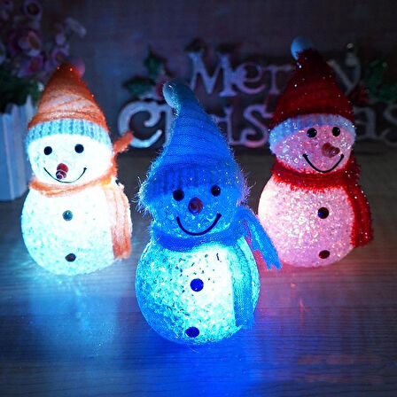 LED IŞIKLI KARDAN ADAM YILBAŞI AĞACI SÜSLERİ RENK DEĞİŞTİREN KARDAN ADAM LED LİGHT SNOWMAN RENKLİ PİLLİ LED IŞIKLI KARDAN ADAM