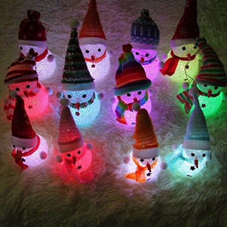 LED IŞIKLI KARDAN ADAM YILBAŞI AĞACI SÜSLERİ RENK DEĞİŞTİREN KARDAN ADAM LED LİGHT SNOWMAN RENKLİ PİLLİ LED IŞIKLI KARDAN ADAM