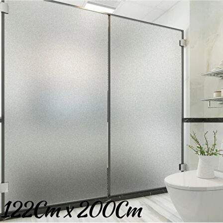 122 Cm x 2 Metre Gri,Gümüş Frosted Cam Kumlama, Ofis, Duşakabin ve Balkon Camı Buzlu Kaplama Folyosu