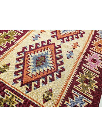 Makine Dokuma Uşak Kilimi, Püsküllü, Çift taraflı