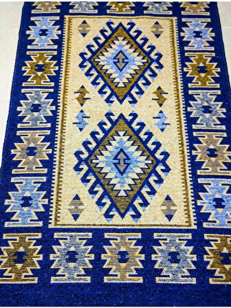 Makine Dokuma Uşak Kilimi, Püsküllü, Çift taraflı