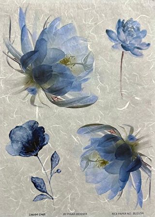 LİNEART PİRİNÇ DEKOPAJ KAĞIDI BLEU54