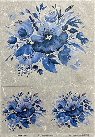 LİNEART PİRİNÇ DEKOPAJ KAĞIDI BLEU60