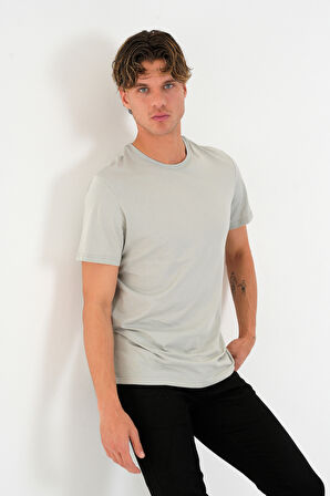 Regular Fit Baskısız Basic T-Shirt %100 Pamuk Yumuşak Dokulu Bisiklet Yaka Tişört