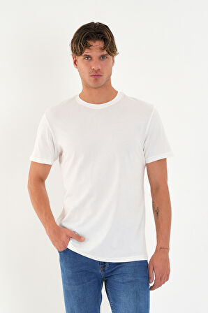 Regular Fit Baskısız Basic T-Shirt %100 Pamuk Yumuşak Dokulu Bisiklet Yaka Tişört