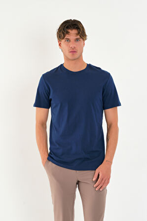 Regular Fit Baskısız Basic T-Shirt %100 Pamuk Yumuşak Dokulu Bisiklet Yaka Tişört