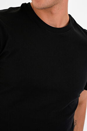 Regular Fit Baskısız Basic T-Shirt %100 Pamuk Yumuşak Dokulu Bisiklet Yaka Tişört