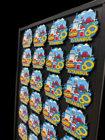 İstanbul Temalı Silikon Magnet – Galata, Kız Kulesi, Balık Ekmek, Simit, Çay Desenli Buzdolabı Magneti