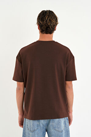 Blank Unisex Oversize Geniş Kesim Tişört %100 Pamuk Kalın Dokulu Bisiklet Yaka T-shirt