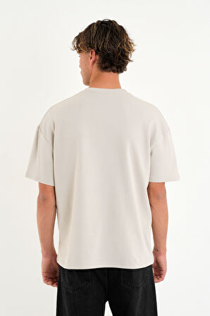 Blank Unisex Oversize Geniş Kesim Tişört %100 Pamuk Kalın Dokulu Bisiklet Yaka T-shirt