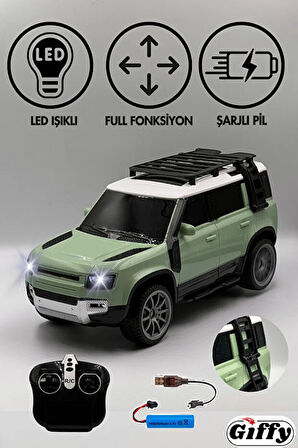 Oyuncak Full Fonksiyon Uzaktan Kumandalı Şarjlı Led Işıklı Defender Model Araba Drift Atan Off Road
