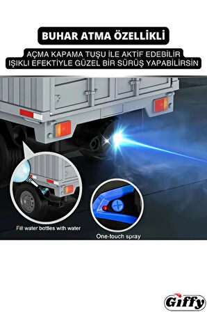 Uzaktan Kumandalı RC Kamyonet ,Buhar Atan, Şarjlı, Ses Efektli, Işıklı, Kapıları Açılan, 2.4 GHZ