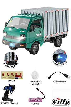 Uzaktan Kumandalı RC Kamyonet ,Buhar Atan, Şarjlı, Ses Efektli, Işıklı, Kapıları Açılan, 2.4 GHZ