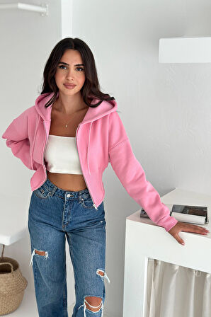 Kadın Siyah Fermuarlı Hoodie – Minimal Sokak Ruhuyla