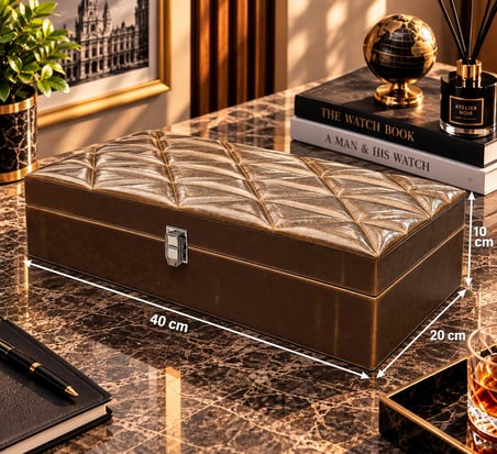 Saat Kutusu 12'li Pull-Up Deri Kapitone Baklava Desenli