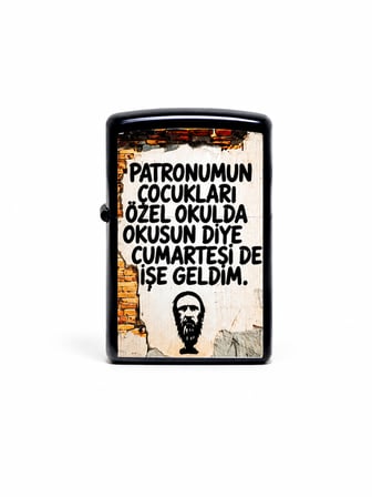 Baskılı Benzinli Metal Çakmak – Klasik Kapaklı Doldurulabilir Çakmak