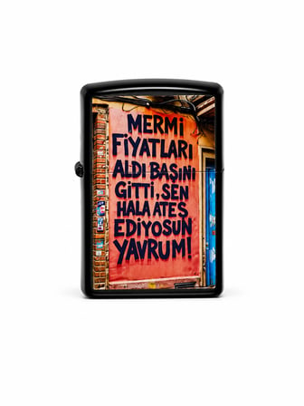 Baskılı Benzinli Metal Çakmak – Klasik Kapaklı Doldurulabilir Çakmak