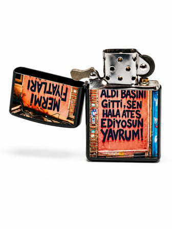 Baskılı Benzinli Metal Çakmak – Klasik Kapaklı Doldurulabilir Çakmak