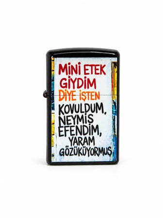 Baskılı Benzinli Metal Çakmak – Klasik Kapaklı Doldurulabilir Çakmak