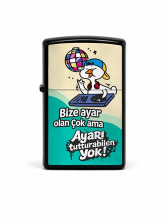 Baskılı Benzinli Metal Çakmak – Klasik Kapaklı Doldurulabilir Çakmak