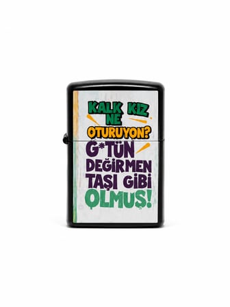 Baskılı Benzinli Metal Çakmak – Klasik Kapaklı Doldurulabilir Çakmak