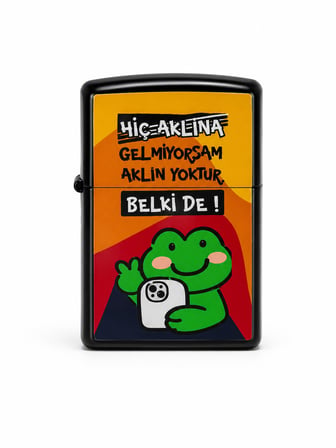 Baskılı Benzinli Metal Çakmak – Klasik Kapaklı Doldurulabilir Çakmak