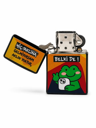 Baskılı Benzinli Metal Çakmak – Klasik Kapaklı Doldurulabilir Çakmak
