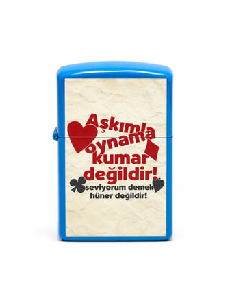 Baskılı Benzinli Metal Çakmak – Klasik Kapaklı Doldurulabilir Çakmak
