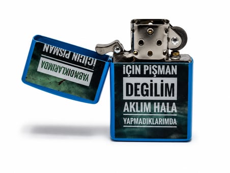 Baskılı Benzinli Metal Çakmak – Klasik Kapaklı Doldurulabilir Çakmak