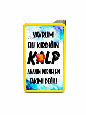 Karakter Yazılı Aynalı Metal Gaz Dolumlu Çakmak – Dekoratif Baskılı Şık Tasarım