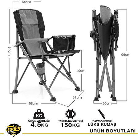 FUNKY CHAIRS River Side Katlanabilir Kamp Sandalyesi – Gri