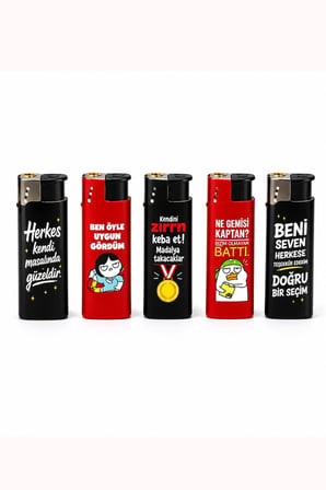 Komik Yazılı Gaz Dolumlu Elektronik Çakmak – Karışık Desenli Hediyelik Model