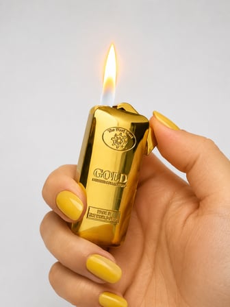 Gold Külçe Tasarımlı Gaz Dolumlu Elektronik Metal Çakmak Hediyelik Premium Model