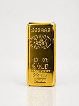 Gold Külçe Tasarımlı Metal Gaz Dolumlu Kapaklı Elektronik Çakmak Premium Hediyelik Model
