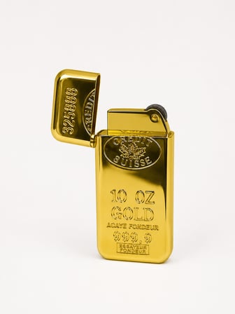 Gold Külçe Tasarımlı Metal Gaz Dolumlu Kapaklı Elektronik Çakmak Premium Hediyelik Model