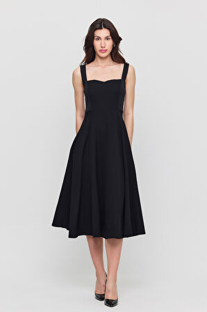 Kare yaka Midi Boy Double Elbise