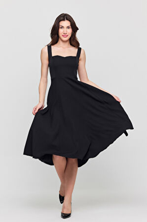 Kare yaka Midi Boy Double Elbise