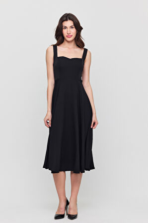 Kare yaka Midi Boy Double Elbise