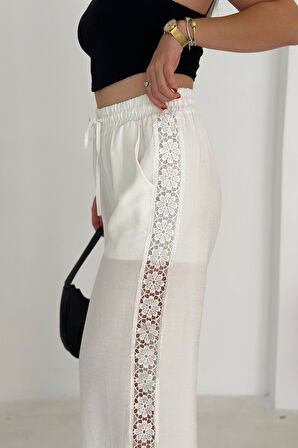 Kadın Yanları Dantel Astarlı Şortlu Pantolon – Hafif & Feminen Stil