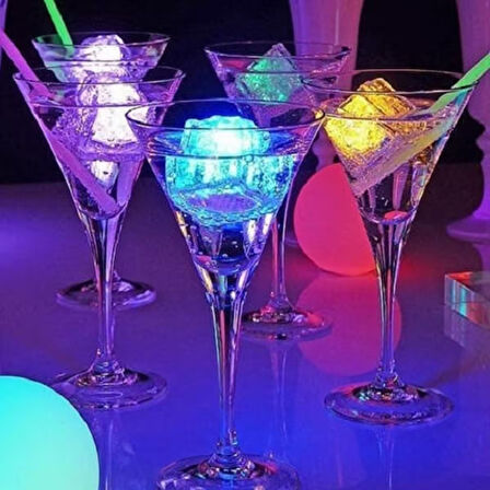 LED LİGHT ICE CUBE 12 ADET LED IŞIKLI BUZ KÜPÜ RENKLİ KOKTEYL IŞIĞI RENKLİ LED IŞIKLI BUZ KÜPÜ PARTİ LED
