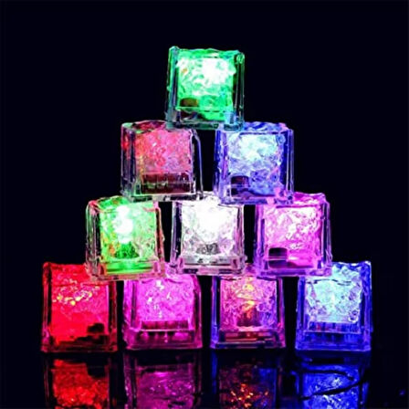 LED LİGHT ICE CUBE 12 ADET LED IŞIKLI BUZ KÜPÜ RENKLİ KOKTEYL IŞIĞI RENKLİ LED IŞIKLI BUZ KÜPÜ PARTİ LED