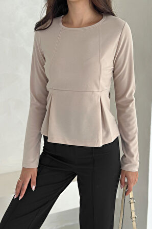 Kadın Volanlı Dikiş Detaylı Premium Bluz – Vücut Şekillendirici & Modern Kesim