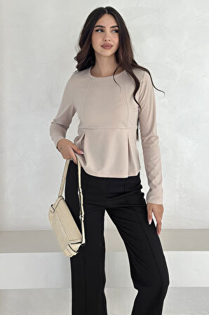 Kadın Volanlı Dikiş Detaylı Premium Bluz – Vücut Şekillendirici & Modern Kesim