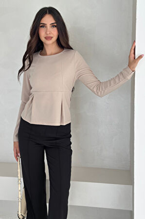 Kadın Volanlı Dikiş Detaylı Premium Bluz – Vücut Şekillendirici & Modern Kesim