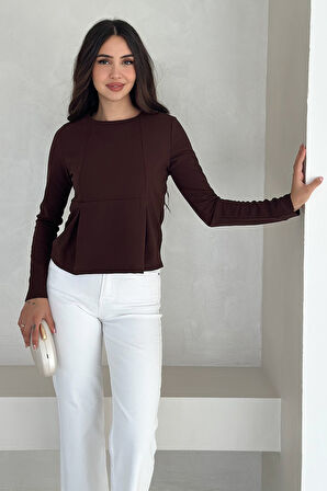 Kadın Volanlı Dikiş Detaylı Premium Bluz – Vücut Şekillendirici & Modern Kesim