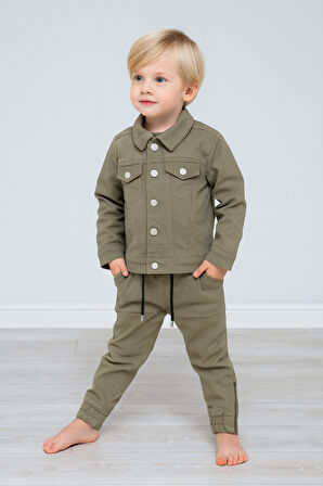 Khaki Cool Erkek Çocuk Ceket & Jogger Takım