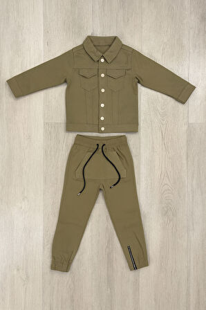 Khaki Cool Erkek Çocuk Ceket & Jogger Takım