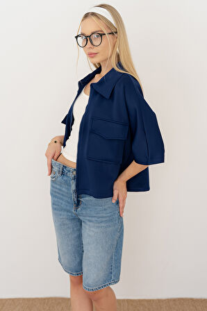 Kadın Scuba Kumaş Fermuarlı Ceket – Yapılandırılmış & Günlük Stil